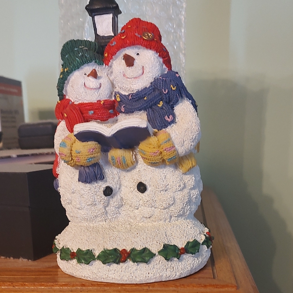 Festive Snowman Couple Resin Figurine